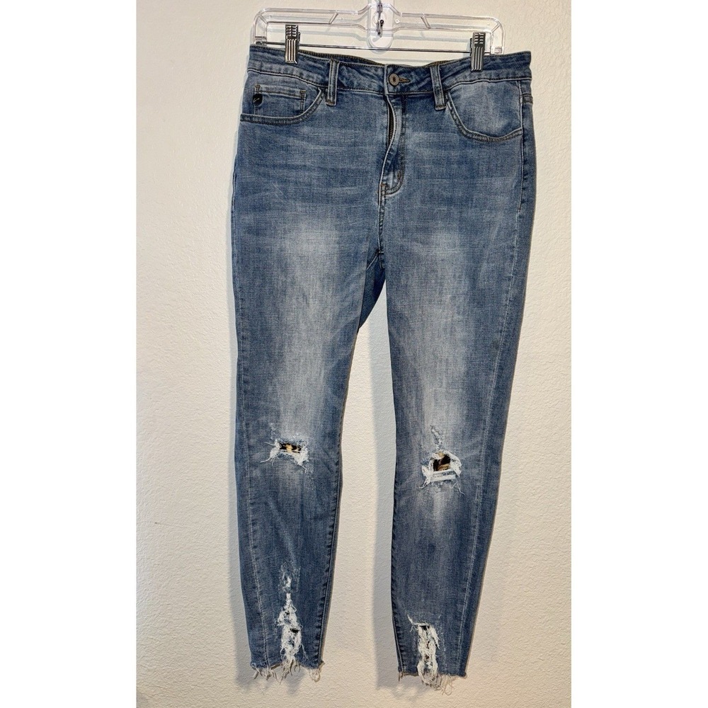 KanCan Women's Jeans Size 13/30 Distressed‎ Skinny Leopard Patch Ripped